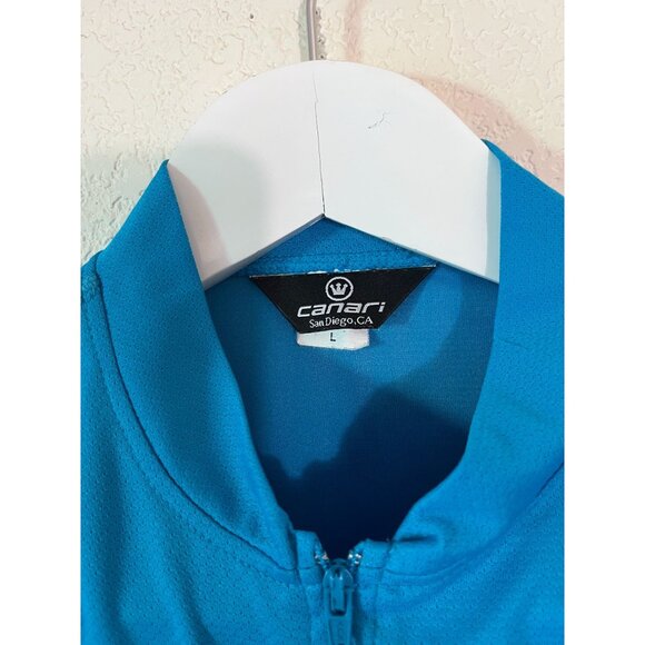 Canari Womens Blue 1/4 Zip Cycling Jersey Large Short Sleeve Back Pockets Biker - Picture 3 of 10